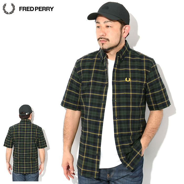 FRED PERRY TARTAN SHIRT ネイビー 半袖 FRED PERRY フレッドペリー シャツ 半袖 メンズ