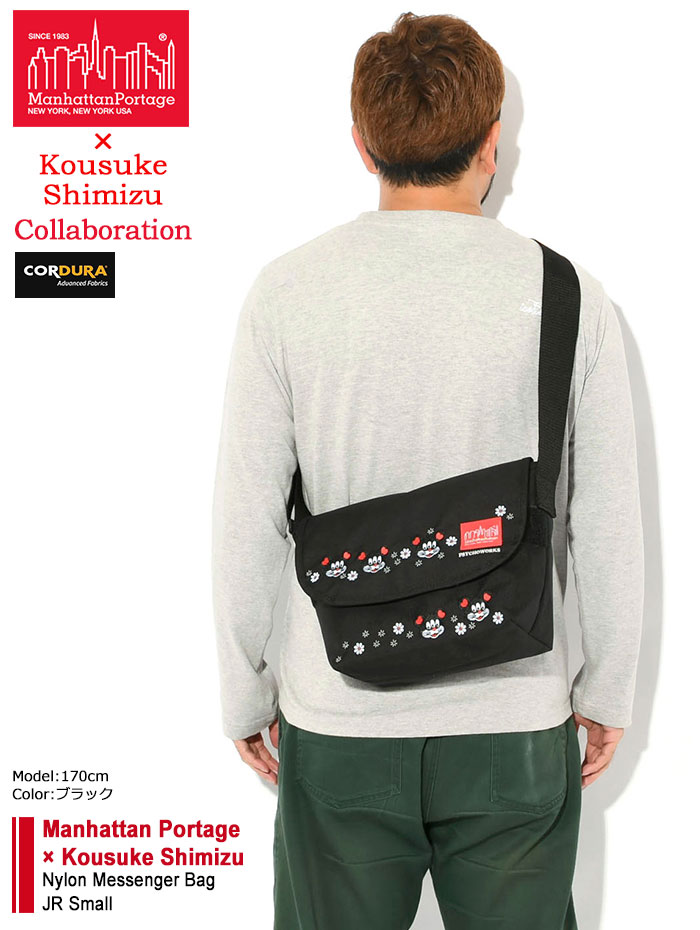 極美品 Patchy メッセンジャーバッグ ビッグロゴ レッドデビル バイカラー Manhattan Portage（マンハッタンポーテージ） メッセンジャーバッグ