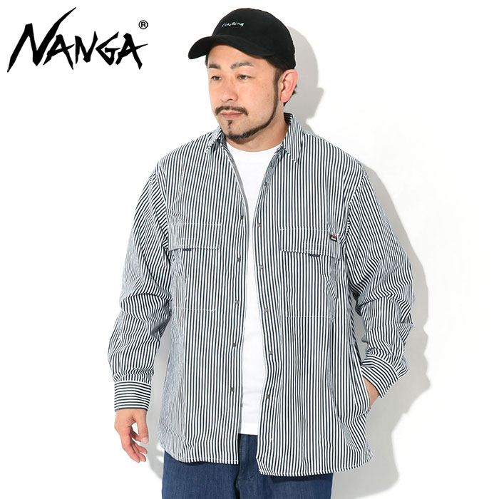 信頼への信頼 ナンガ NANGA シャツ ポケット W ストライプ メンズ 長袖 服&ファッション小物