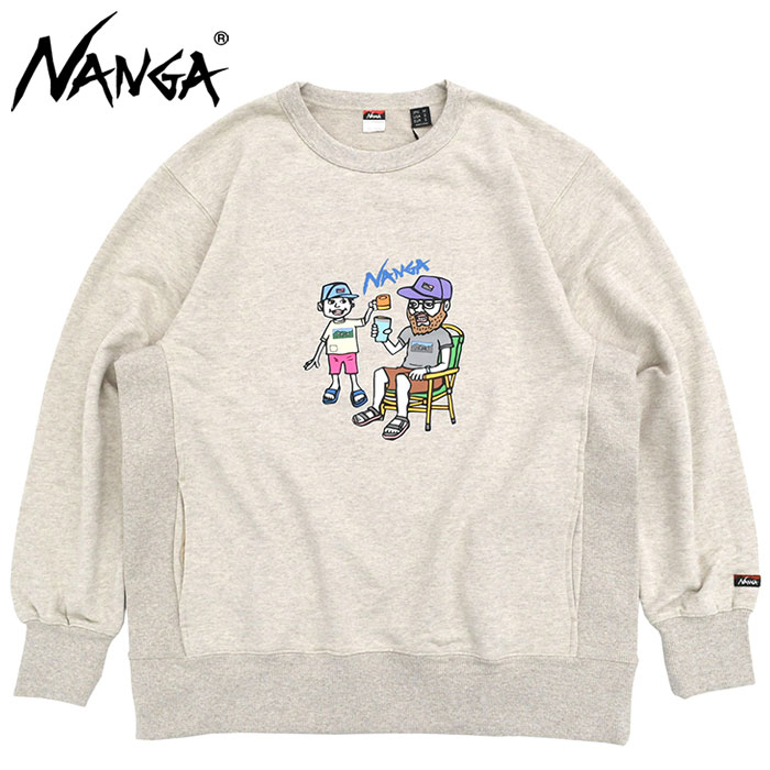 ナンガ ユニセックス トレーナー クルーネックスウェット NANGA エコハイブリッド ファミリープリント トップス プリント 春 秋 M L LL N2500-1K012A NANGA（ナンガ） トレーナー メンズ エコ ハイブリッド ファミリー