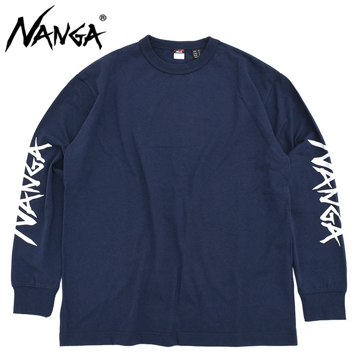 everyone ロゴ入り ネイビー 長袖カットソー NANGA（ナンガ） ロンT Tシャツ 長袖 メンズ エコ ハイブリッド