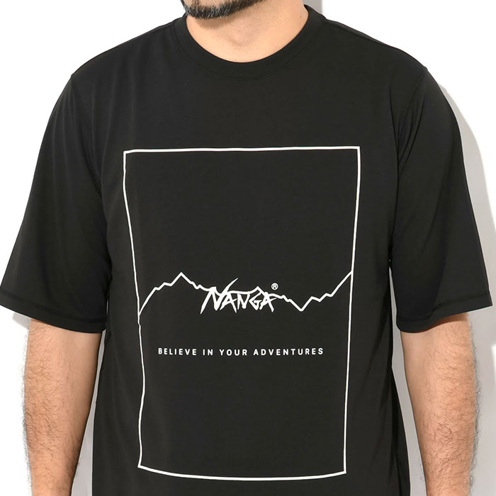 NANGA（ナンガ） Tシャツ 半袖 メンズ ドライ ミックス フレーム ロゴ