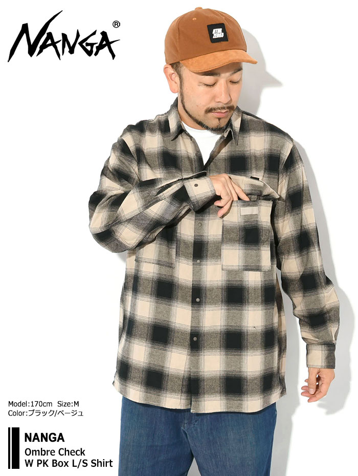 NANGA（ナンガ） シャツ 長袖 メンズ オンブレ チェック ダブル