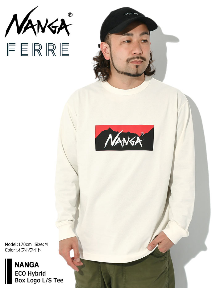 ナンガ ロンT Tシャツ 長袖 NANGA メンズ エコ ハイブリッド ボックス ロゴ (ECO Hybrid Box Logo L/S Tee  カットソー NW2311-1G299 NW2311-1G206)