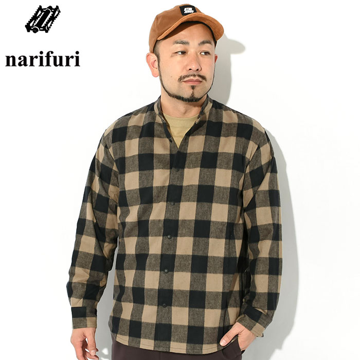 ナリフリ シャツ 長袖 narifuri メンズ バック ポケット ネル ( Back Pocket Nel L/S Shirt ネルシャツ  カジュアルシャツ トップス 自転車 サイクル NF4041 )