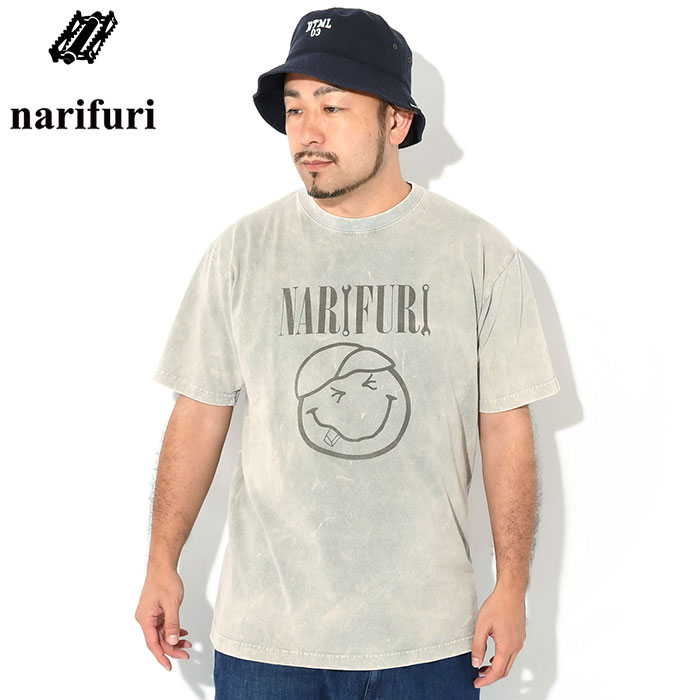 ナリフリ Tシャツ 半袖 narifuri メンズ スマイル ピグメント ダイ プリント コラボ ( narifuri×SMILE Pigment Dye Print S/S Tee NFSM-01 )[M便 1/1]