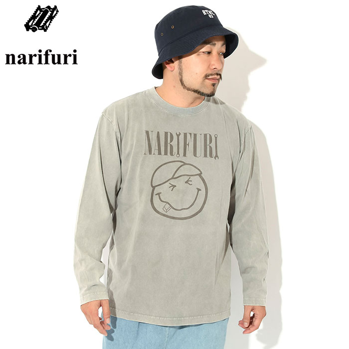 narifuri ナリフリ ロンT Tシャツ 長袖 メンズ スマイル フェイス 