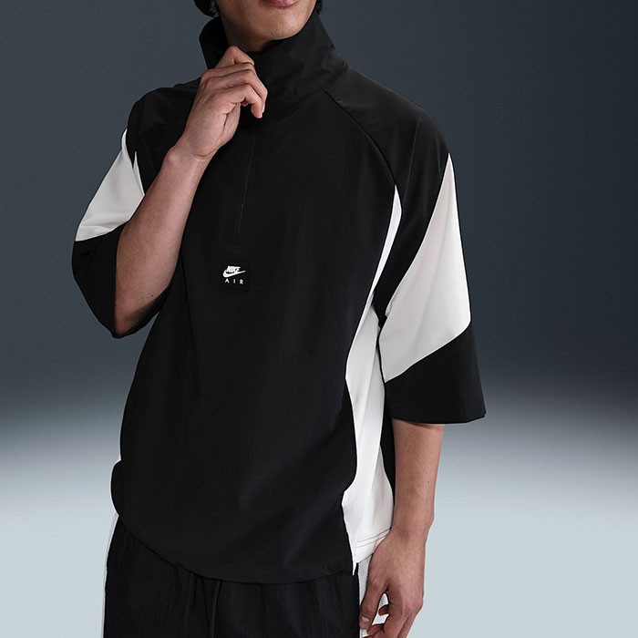NIKE ナイキ 半袖シャツ ハーフジップシャツ バスケットボール 薄手 NIKE ナイキ シャツ 半袖 メンズ エア ハーフ ジップ ブラック