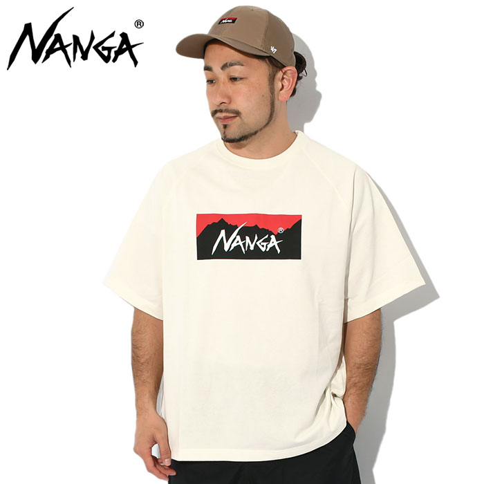 ナンガ Tシャツ 半袖 NANGA メンズ エコ ハイブリッド ボックス ロゴ ルーズ フィット (...