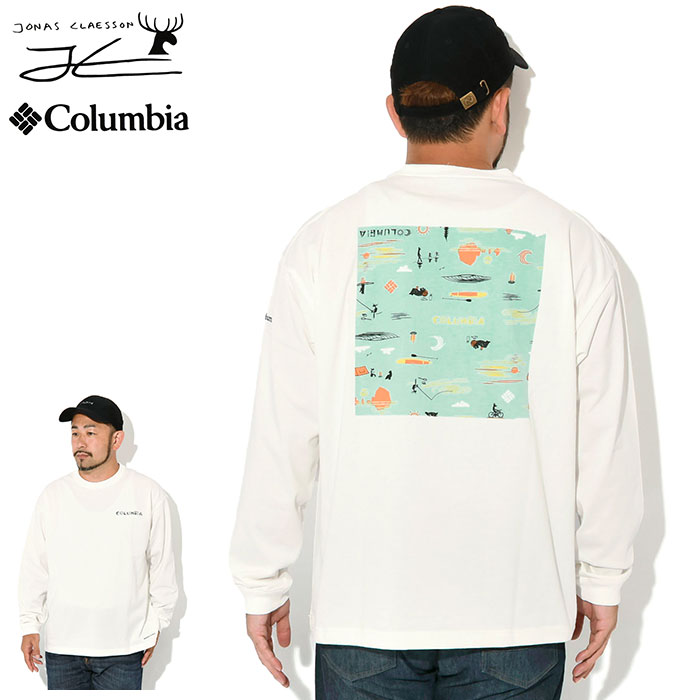 送料185円■te590■▼メンズ コロンビア 長袖Tシャツ M ホワイト/マルチ(PM0421-102)【シンオク】【クリックポスト発送】