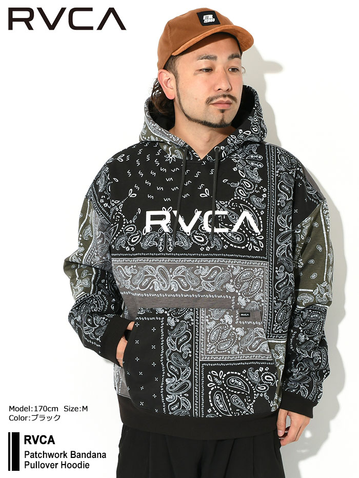 ルーカ パーカー プルオーバー RVCA メンズ パッチワーク バンダナ ( Patchwork Bandana Pullover Hoodie  ビッグシルエット BC042-158 )