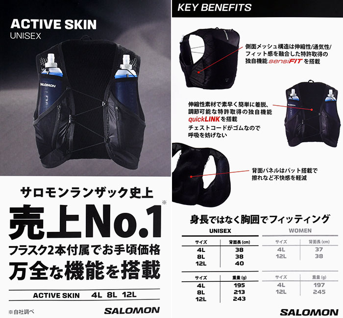 SALOMON（サロモン） ランニング ベスト アクティブ スキン 4 セット