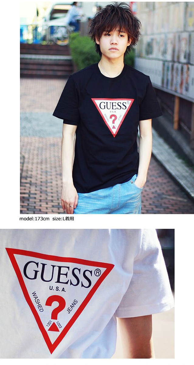 GUESS ゲス Tシャツ 半袖 メンズ トライアングル ロゴ