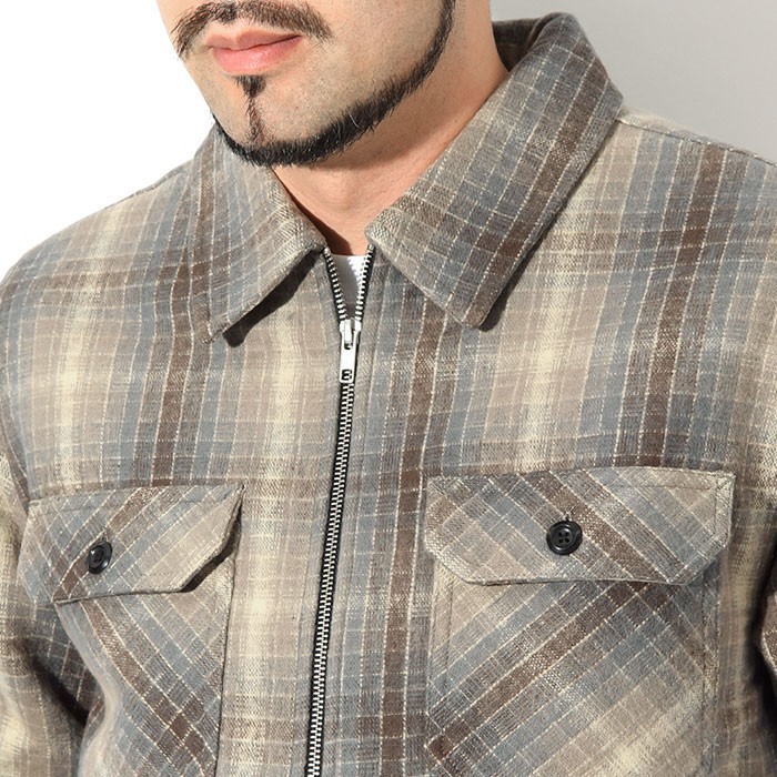 ステューシー ジャケット STUSSY メンズ Heavy Brushed Plaid Zip Up Shirt ( stussy JKT チェック  シャツジャケット JACKET アウター 1110084 USAモデル 正規 )