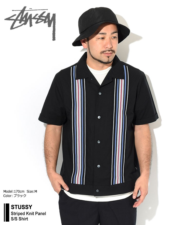 ステューシー シャツ 半袖 STUSSY メンズ Striped Knit Panel ( stussy