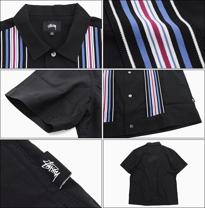 STUSSY Striped Knit Panel オープンカラーシャツ STUSSY ステューシー シャツ 半袖 メンズ Striped Knit Panel