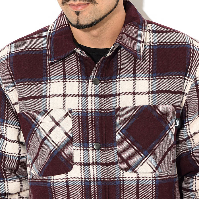 トップス stussy QUILTED PLAID SHIRT JACKET s さらに100円引き◇STUSSY◇QUILTED PLAID SHIRT JACKET (STUSSY