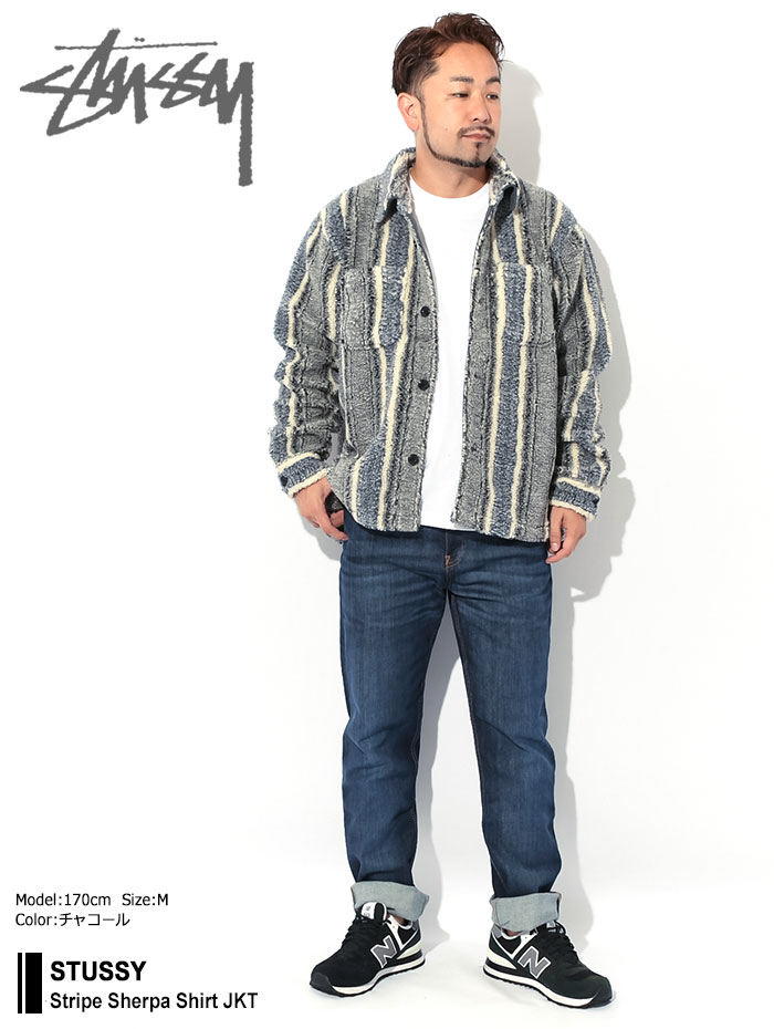 ステューシー ジャケット STUSSY メンズ Stripe Sherpa Shirt ( stussy JKT シェルパ フリースジャケット  FLEECE 1110197 USAモデル 正規 )