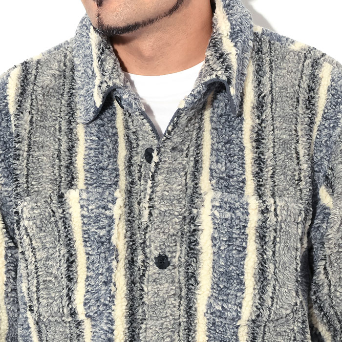 ステューシー ジャケット STUSSY メンズ Stripe Sherpa Shirt ( stussy JKT シェルパ フリースジャケット  FLEECE 1110197 USAモデル 正規 )