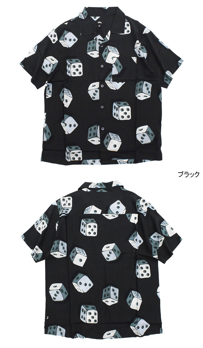 Stussy 半袖シャツ モノクロパターン STUSSY ステューシー シャツ 半袖 メンズ Floral Pattern Lace