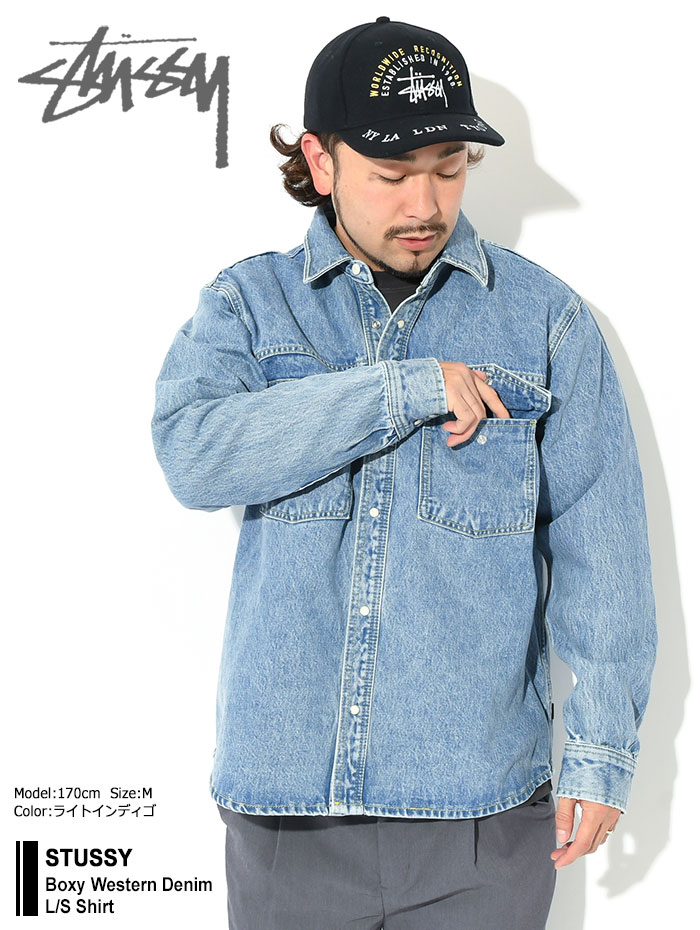 ステューシー シャツ 長袖 STUSSY メンズ Boxy Western Denim ( stussy