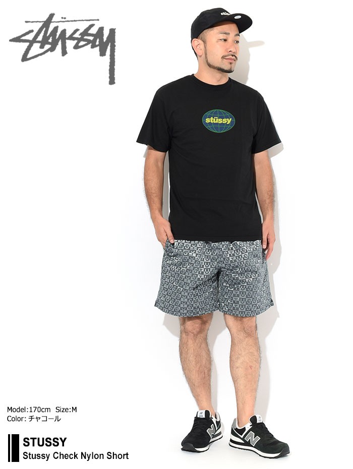 stussy check nylon short