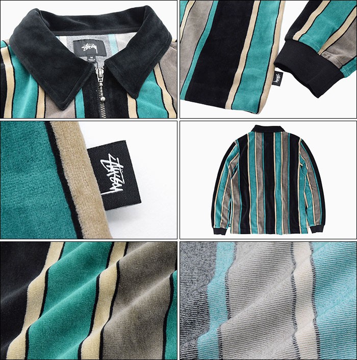 STUSSY ステューシー ポロシャツ 長袖 メンズ Roland Stripe
