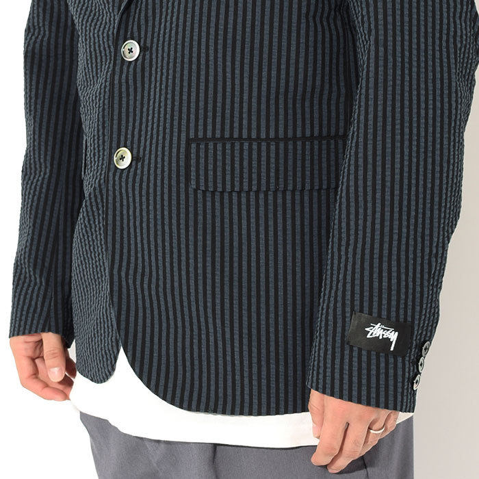 ステューシー ジャケット STUSSY メンズ Stripe Seersucker Sport Coat ( JKT ストライプ シアサッカー  テーラード 115577 USAモデル 正規 )