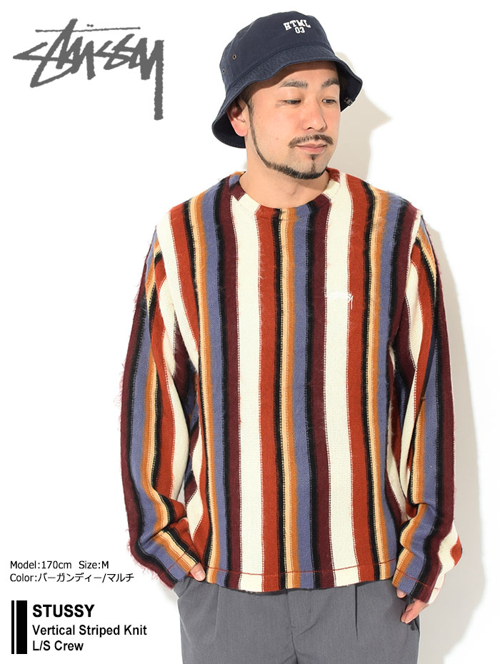 ステューシー カットソー 長袖 STUSSY メンズ Vertical Striped Knit ( stussy crew セーター Tシャツ  トップス 117108 USAモデル 正規 )