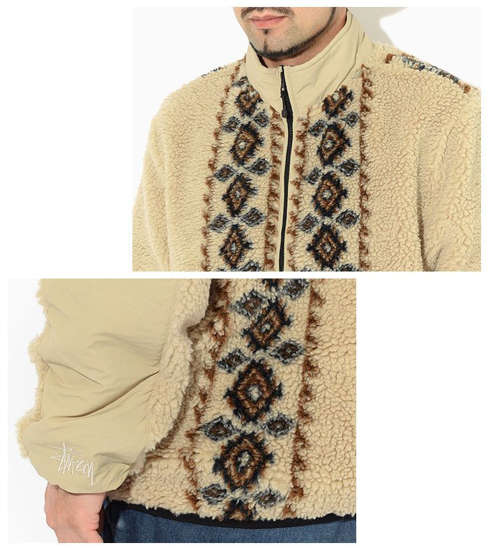 【ヒロ】Stussy NOMA Lima Jacquard Sherpa stussy Lima Jacquard Sherpa Jacket Sherpa Jacket Beige Stussy Lima