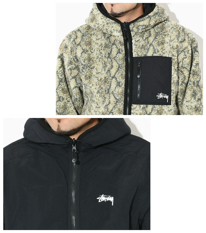 ステューシー ジャケット STUSSY メンズ Snake Jacquard Sherpa Reversible (stussy JKT リバーシブル  118504 USAモデル 正規)