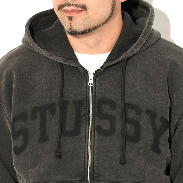 STUSSY グレー ジップアップトレーナー 中綿入り アウター