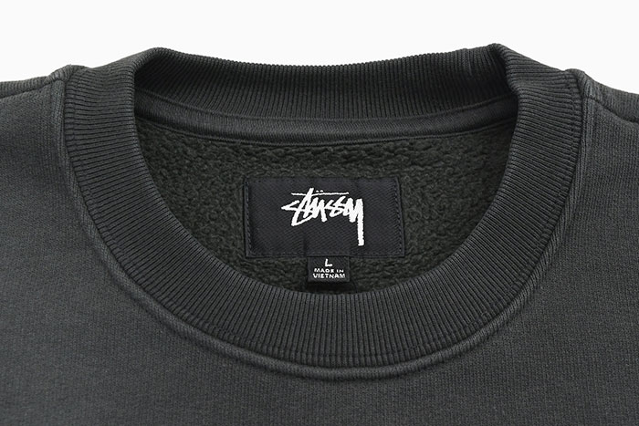 Stussy ブラック クルーネックスウェット裏起毛 STUSSY ステューシー BASIC CREW 裏起毛 フード フーディ