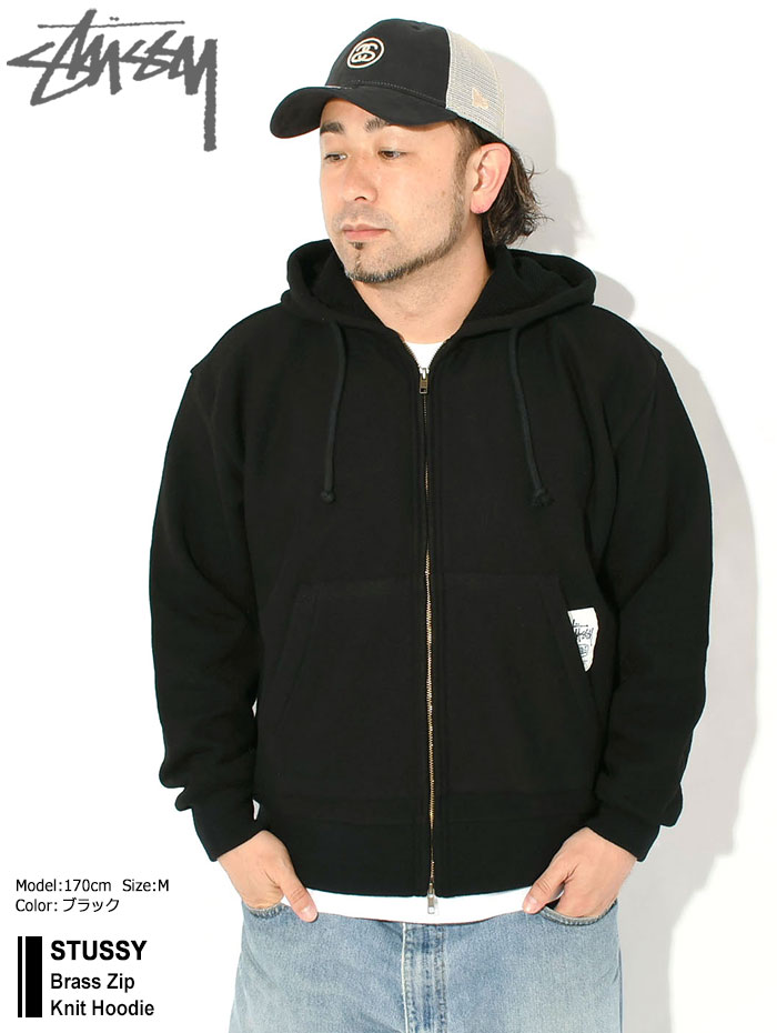 Stussy ブラック ジップアップパーカー STUSSY（ステューシー） パーカー ジップアップ メンズ Brass Zip Knit