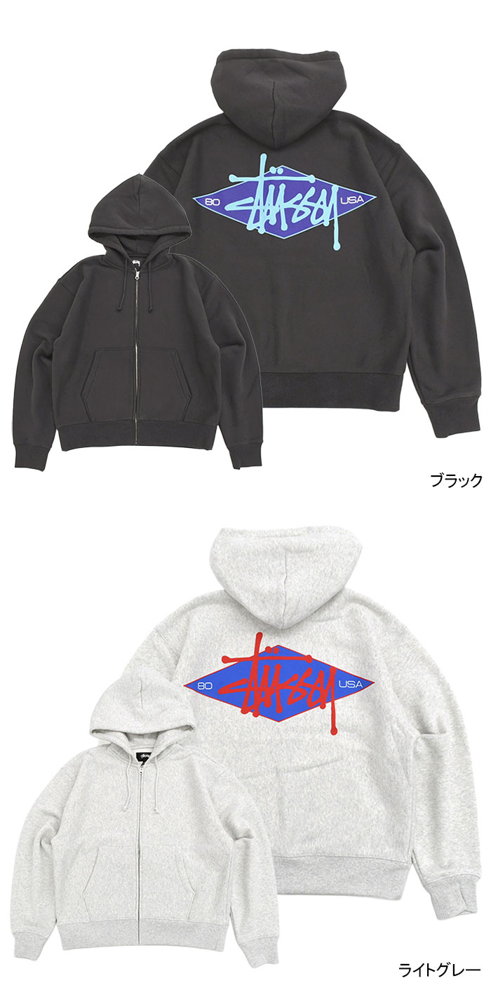 STUSSY（ステューシー） パーカー ジップアップ メンズ Basic Diamond
