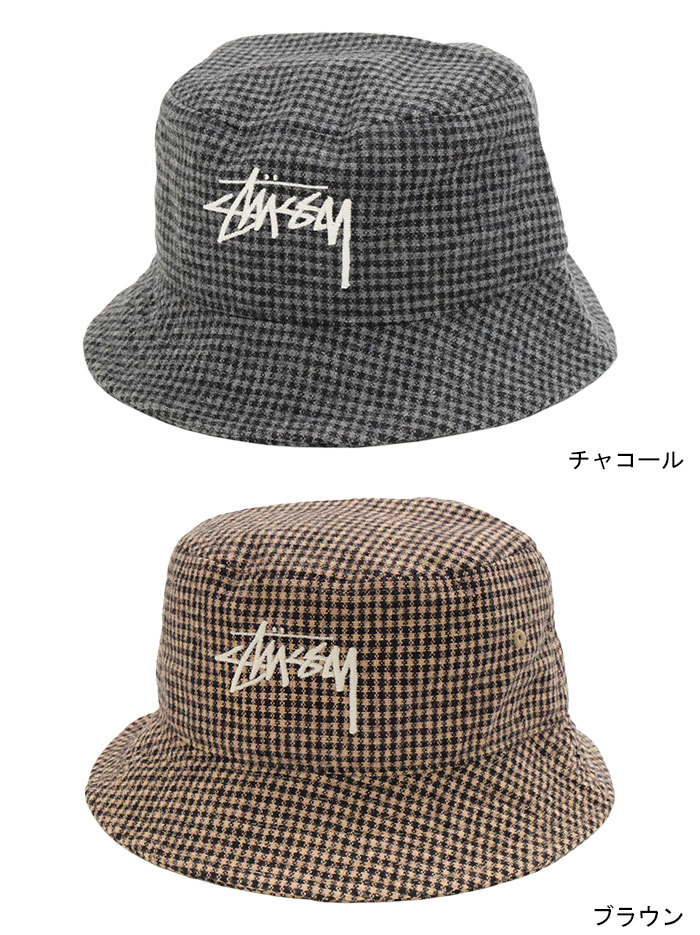 ステューシー バケット ハット STUSSY Wool Check Big Stock Bucket Hat 帽子 ( stussyhat  メンズ・男性用 1321052 USAモデル 正規 )