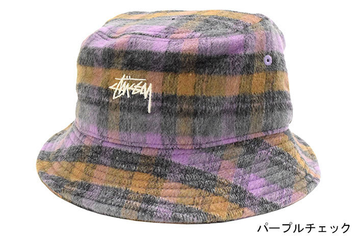 STUSSY ステューシー バケット ハット Brushed Plaid Bucket Hat