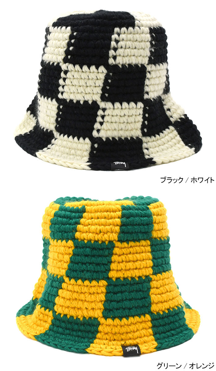 ステューシー バケット ハット STUSSY Checker Knit Bucket Hat 帽子 ( stussyhat メンズ・男性用  1321172 USAモデル 正規 )[M便 1/1]