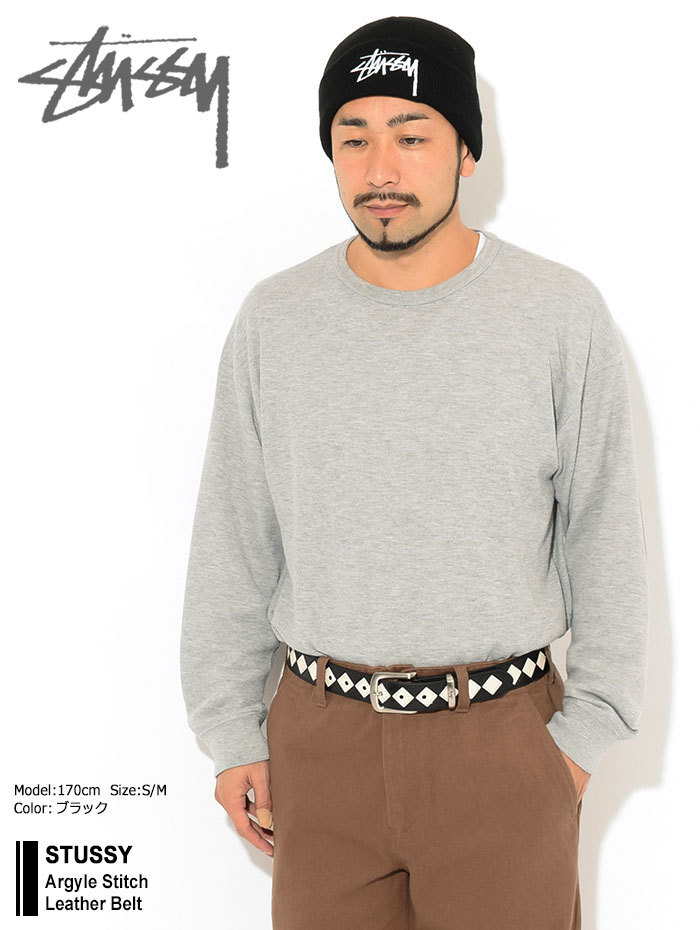 ステューシー ベルト STUSSY メンズ Argyle Stitch Leather ( stussy belt レザーベルト 男性用 135170  USAモデル 正規 )