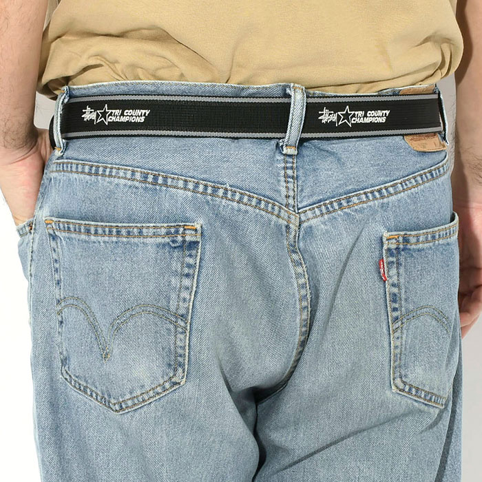 STUSSY ジャカードベルト 00s ターコイズ OLD STUSSY STUSSY（ステューシー） ベルト メンズ Tri County Webbing ( stussy
