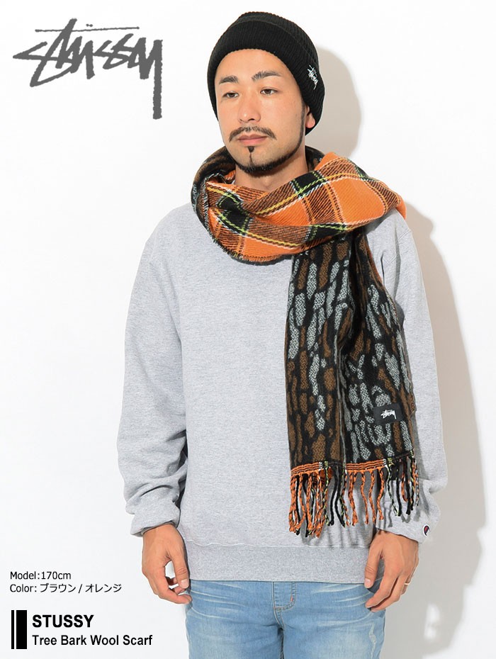 ステューシー マフラー STUSSY メンズ Tree Bark Wool ( stussy scarf