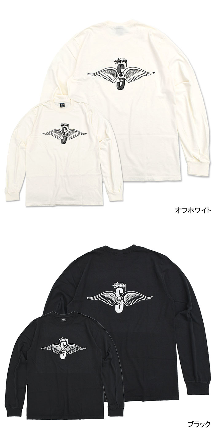 25 SS 新作【STUSSY】SKULL WINGS LS TEE PIGMENT DYED ☆ ロンT Skull Wings Pigment Dyed L/S Tee - Navy – Feature