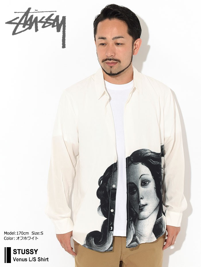 Stussy ホワイト 長袖シャツ M Stussy ホワイト ロングスリーブ シャツ S - メルカリ