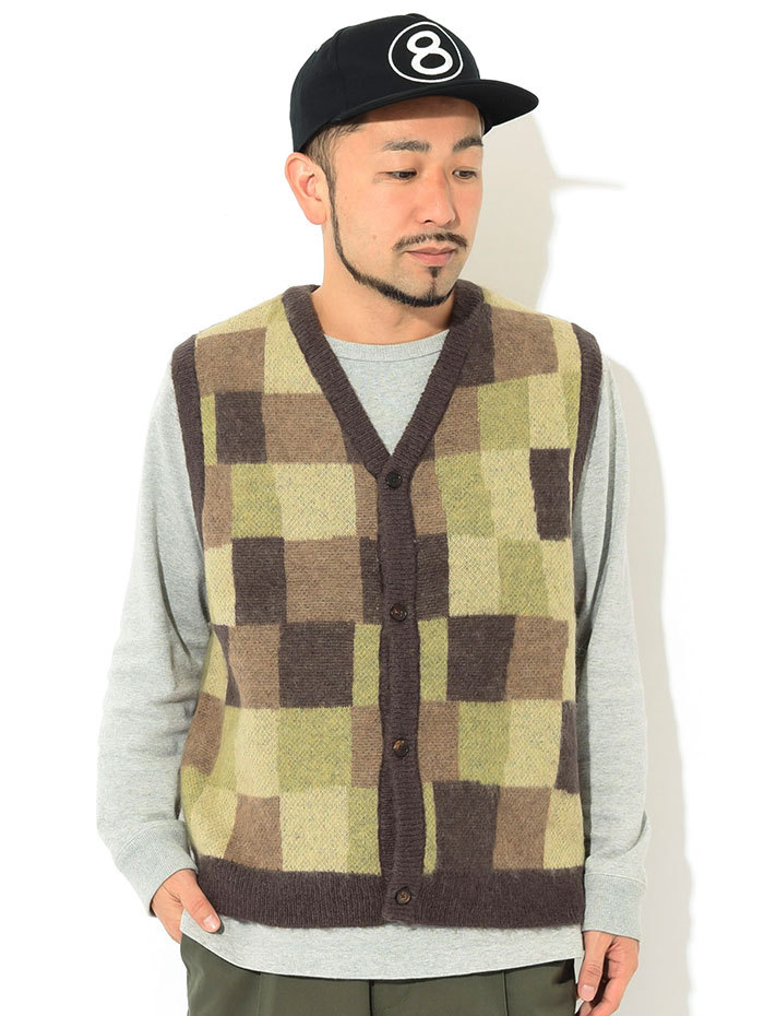 ステューシー ベスト STUSSY メンズ & レディース Wobbly Check Sweater ( vest Vネック セーター ユニセックス  217055 USAモデル 正規 )