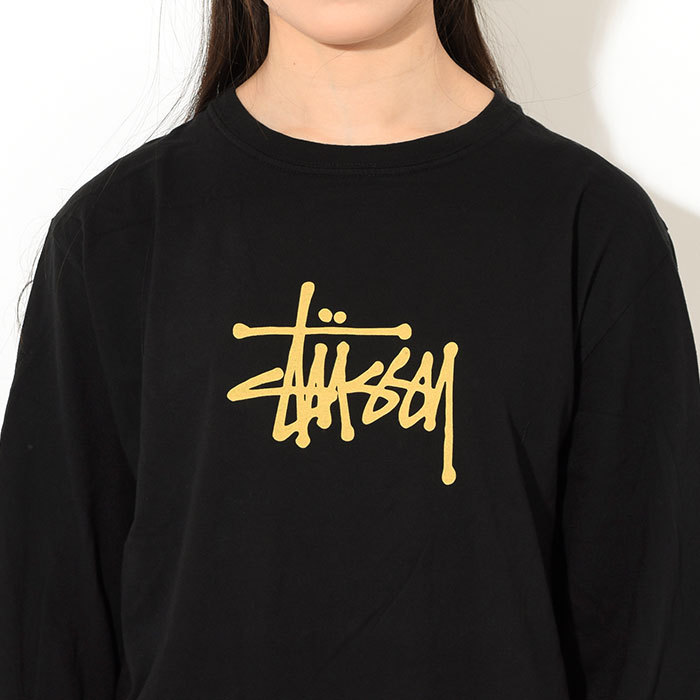 Stussy ステューシー ゴールドロゴ 長袖トレーナー ブラック ステューシーウィメン ステューシー Tシャツ 長袖 STUSSY レディース