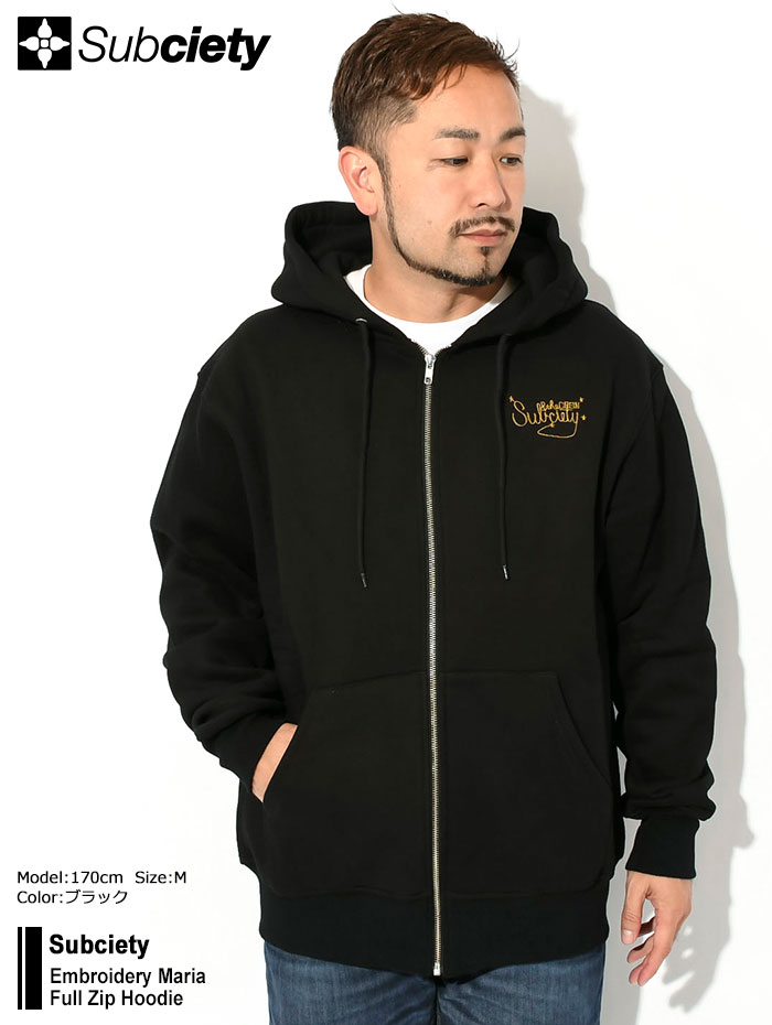 サブサエティ パーカー ジップアップ Subciety メンズ エンブロイダリー マリア ( Embroidery Maria Full Zip  Hoodie ビッグシルエット 106-31933 )