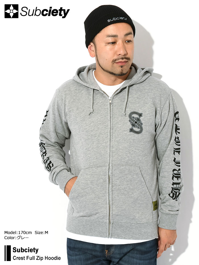 Subciety サブサエティ パーカー ジップアップ メンズ クレスト