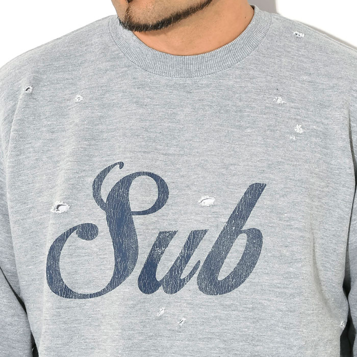 Subciety サブサエティ トレーナー メンズ ダメージド クルー