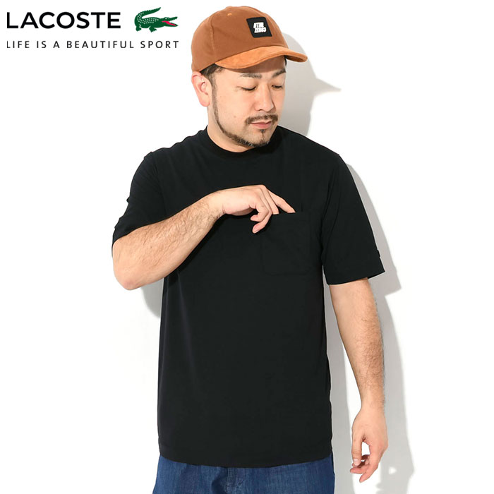 ラコステ　半袖　ブラック LACOSTE（ラコステ） 半袖Tシャツ メンズ アウトラインクロック クルー
