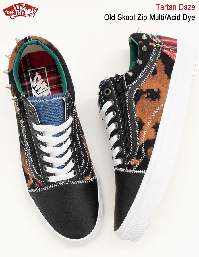 バンズ スニーカー VANS メンズ 男性用 オールドスクール ジップ Multi/Acid Dye タータン デイズ (VN0A34939GB  Old Skool Zip Tartan Daze)